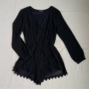 Astr Black Long Sleeve romper